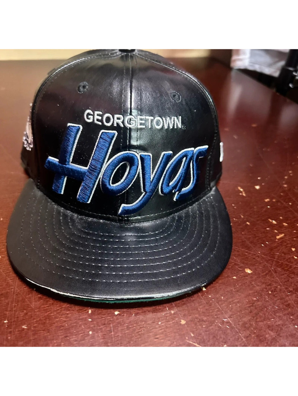 New Era 9Fifty Georgetown Hoyas Script Leather Snapback Hat Men's Black